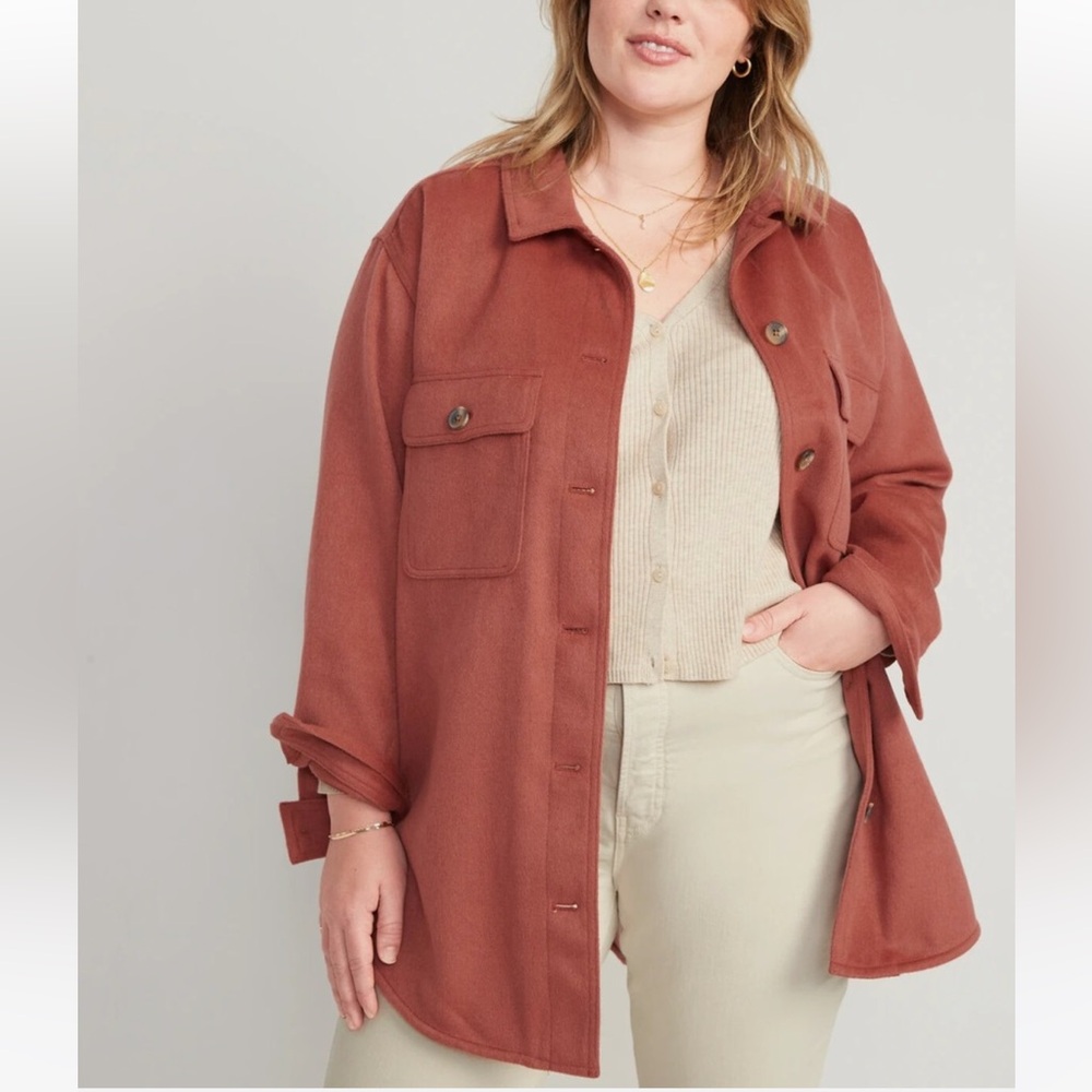 OLD NAVY Utility Shacket Wool Blend Size XL Rust - Picture 9 of 9